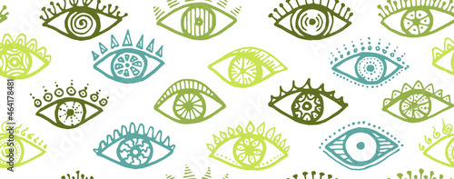 Hand drawn female eyes psychedelic endless