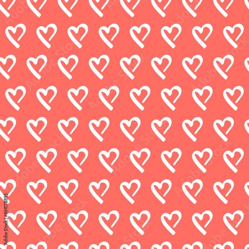 Heart doodles seamless pattern. Hand drawn hearts texture. Valentine's day romantic background.