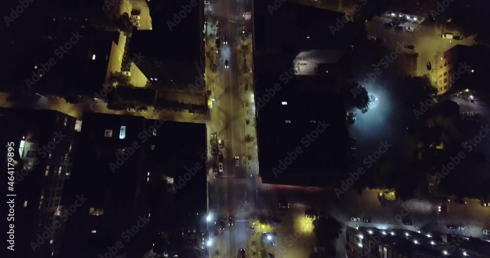 Following a car at night aerial, Montreal Following a car at night aerial, Montreal