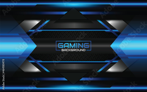 Abstract light futuristic blue and black gaming background with modern esport shapes. Vector design template technology concept can use element game banner, sport poster, cyber wallpaper, web
