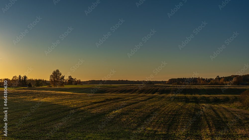 Sunshine in the countryside. Rural landscape.