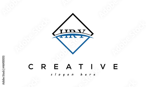 HRY three Letters Logo Design with Swoosh and Rectangle Square Box Vector Design photo