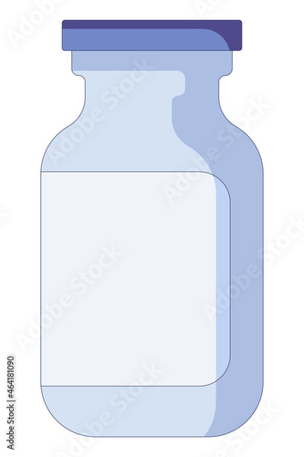 Little medical ampoule for injections in hospital centre in a flat style isolated on a white background. Vector illustration