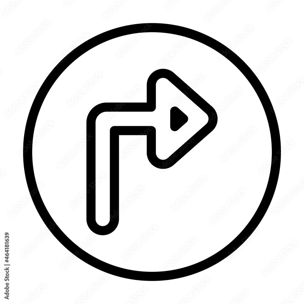 Sharp curve to right, traffic sign, Icon vector illustration Sharp curve to right, traffic sign, Icon vector illustration