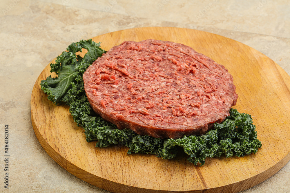 Raw beef burger cutlet for burger Raw beef burger cutlet for burger