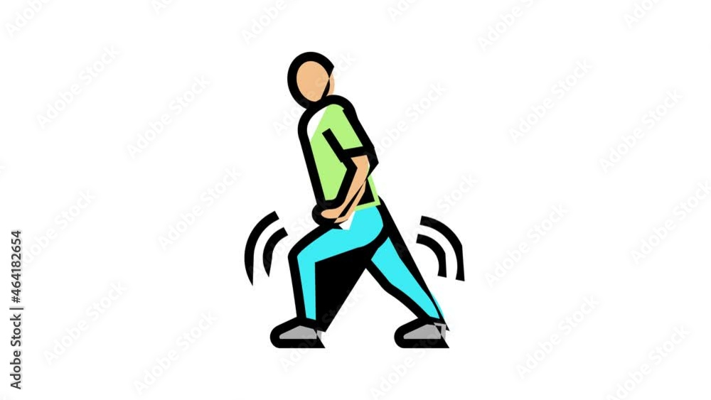 pain when walking flat feet animated color icon. pain when walking flat