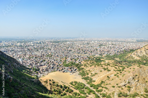 View of Jaipur city from Nahargarh fort in Rajasthan, India photo