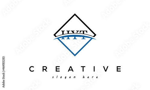 HYT three Letters Logo Design with Swoosh and Rectangle Square Box Vector Design photo