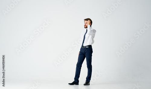 business man in shirt with tie fashion posing studio full length © SHOTPRIME STUDIO