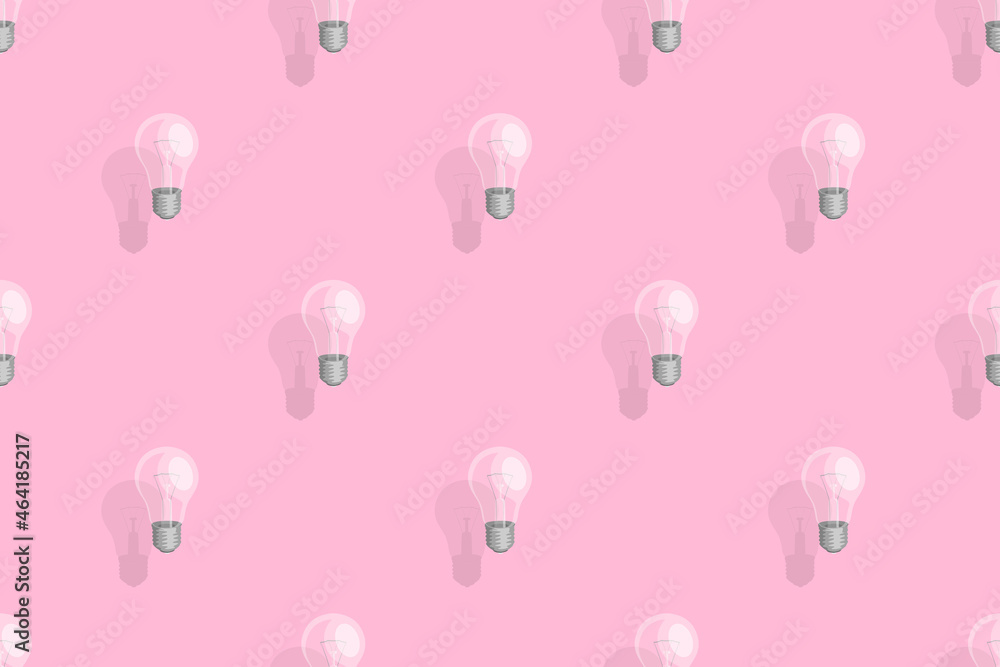 Light bulbs seamless pattern. Background on the theme of light bulbs and lighting.