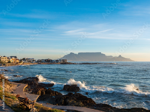 Afternoon  view of Table Mountain viewed from Big Bay Blouberg Cape Town, Western Cape, South Africa.Cape Town. Western Cape. South Africa
