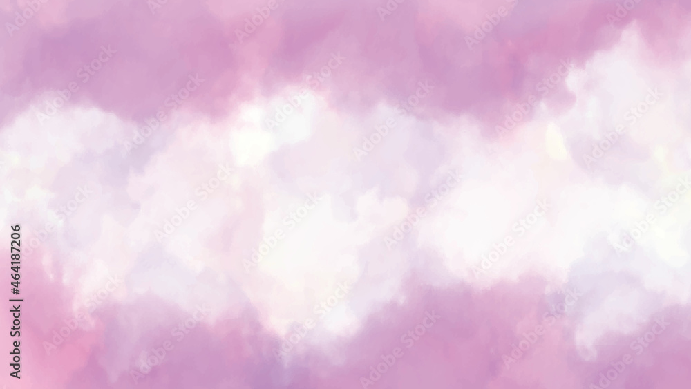 Soft clouds in blue sky and parple for background with watercolor techniques. Watercolor painted background. Abstract Illustration wallpaper. Brush stroked painting.