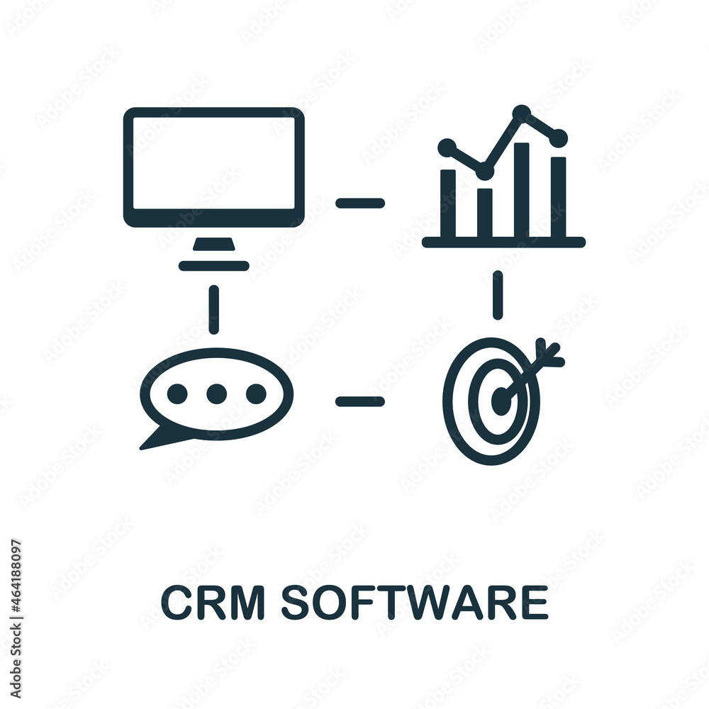 Crm Software icon. Monochrome sign from customer relationship collection. Creative Crm Software icon illustration for web design, infographics and more Crm Software icon. Monochrome sign from customer relationship collection. Creative Crm Software icon illustration for web design, infographics and more