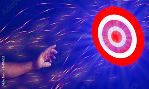 hand reachout to the target with abstract background photo