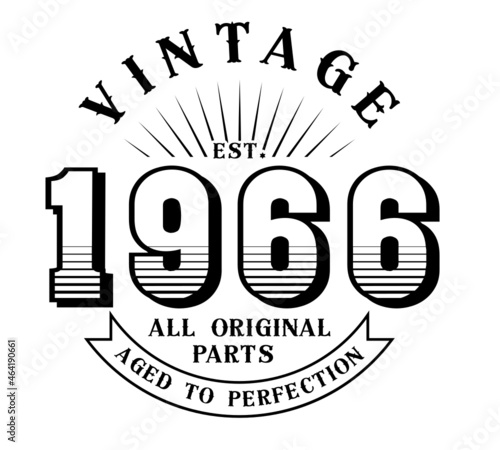 vintage 1966 Aged to perfection Original parts, 1966 birthday typography design for T-shirt