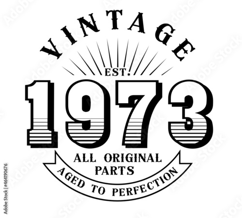 vintage 1973 Aged to perfection Original parts, 1973 birthday typography design for T-shirt