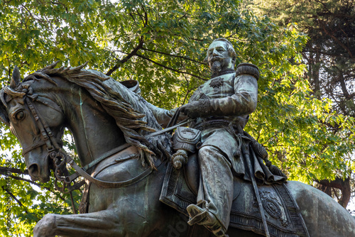 detailed view of a statue of Napoleon III in a park in Milan