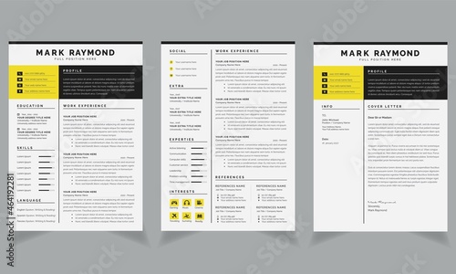 Professional Resume Layout, White Background Design Set 2 Page Resume
