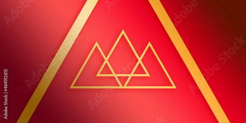 cool gradient background with triangles, modern logo shape, gold triangle , red pattern