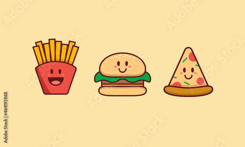 Illustration vector graphic of cute and dun junk food
