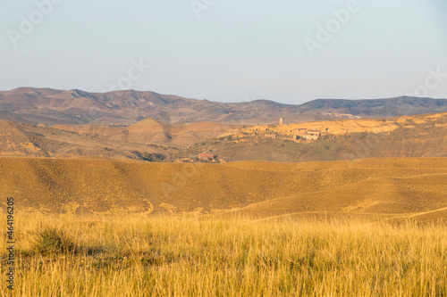 Autumn mountain landscape and view during sunset in Georgia photo