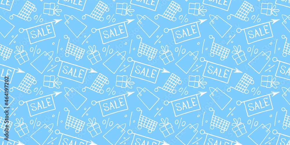 Vector seamless pattern with inscriptions and symbols Sale. Hand drawn background and texture on theme of Black Friday, discounts, shopping and special offers Vector seamless pattern with inscriptions and symbols Sale. Hand drawn background and texture on theme of Black Friday, discounts, shopping and special offers