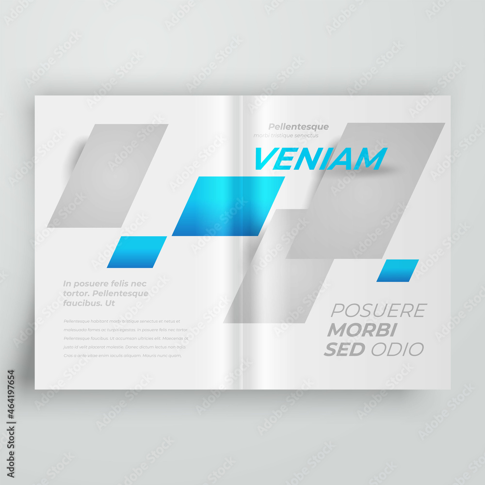 Brochure Cover design template Action Rhombus style blue color, blocks for images