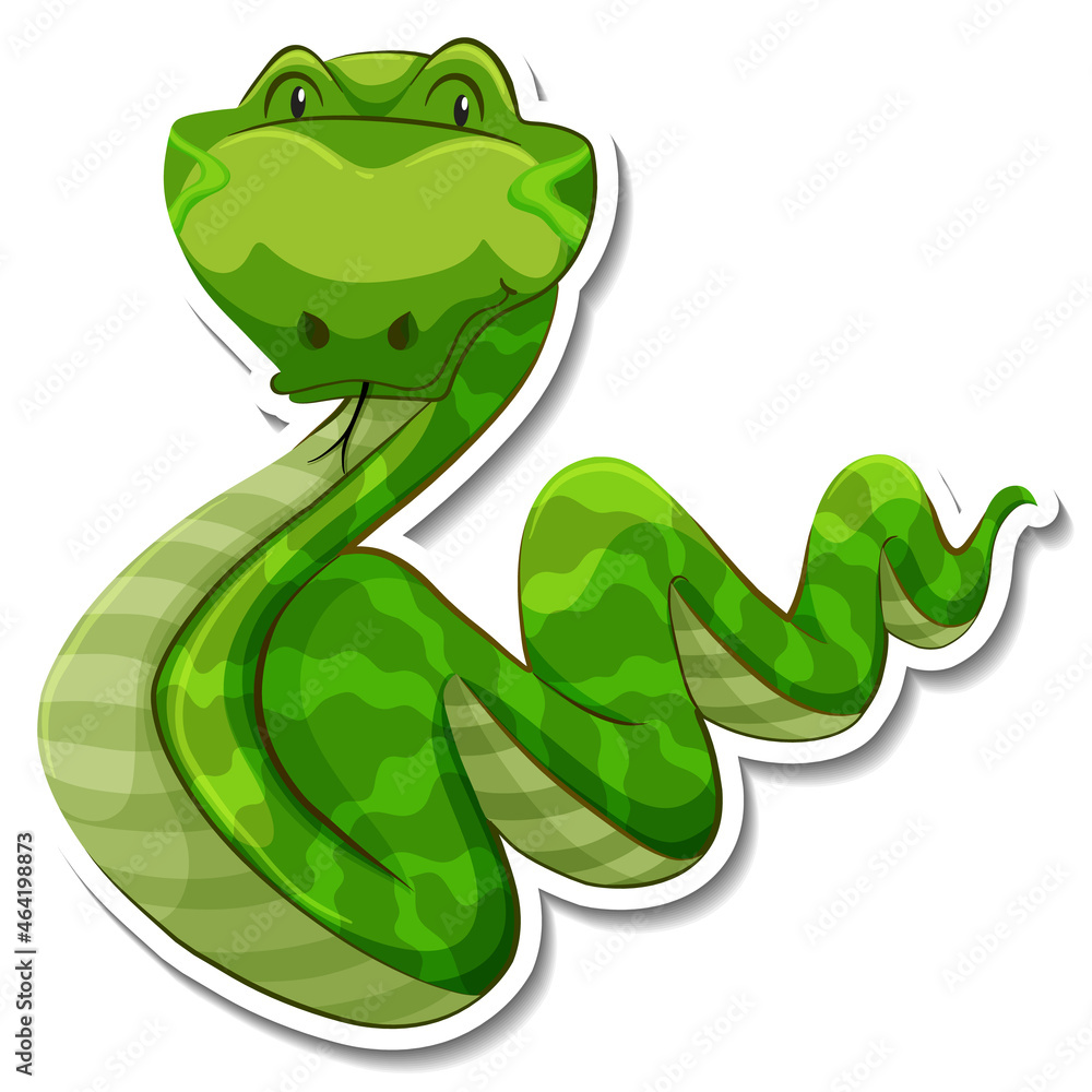 Fototapeta premium Snake cartoon character on white background