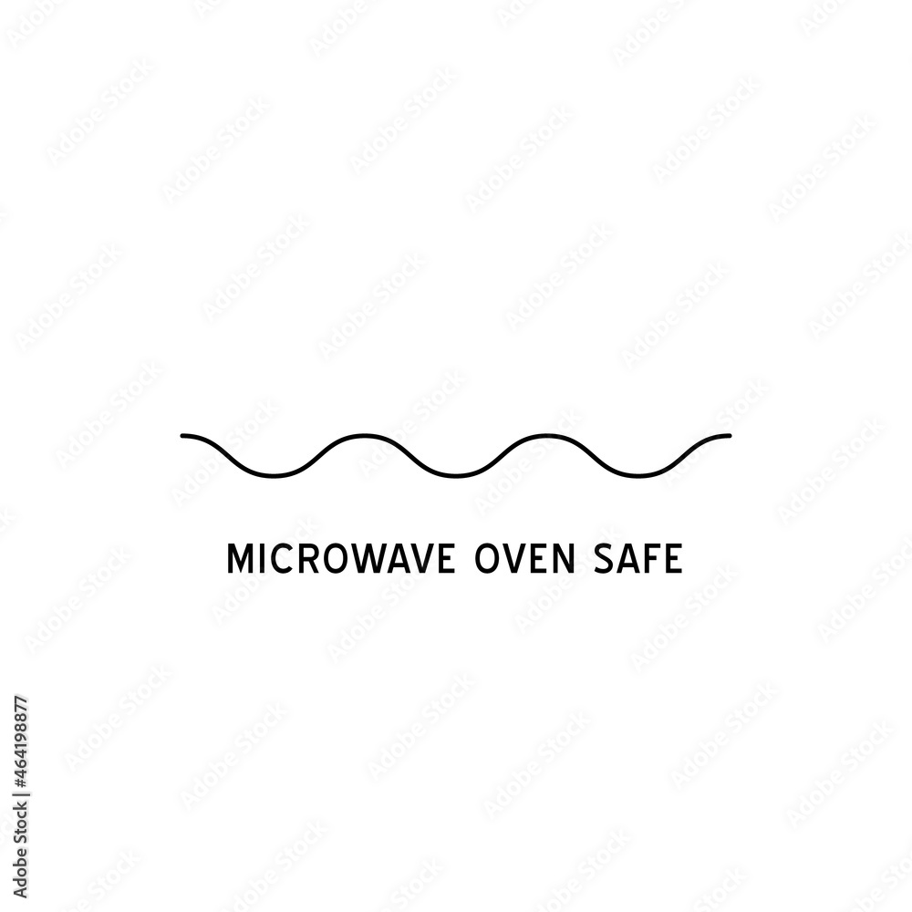 Wave Cooking logo. Microwave oven safe vector outline icon.