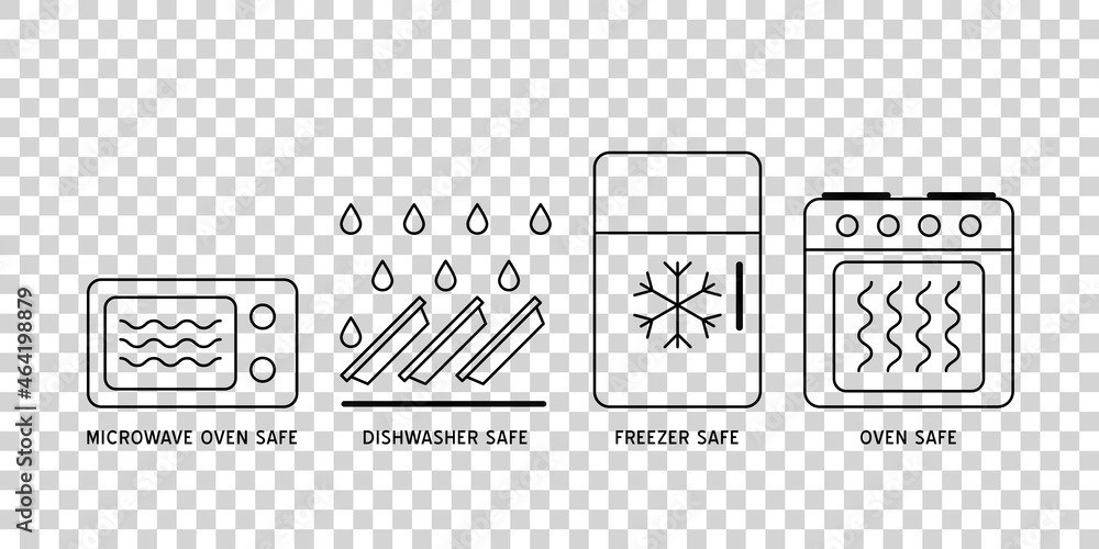 Wave Cooking logo. Microwave oven safe vector outline icon. Stock Vector Adobe Stock