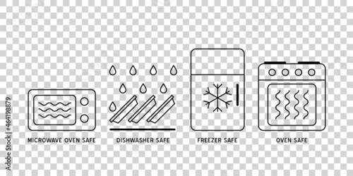 Wave Cooking logo. Microwave oven safe vector outline icon.