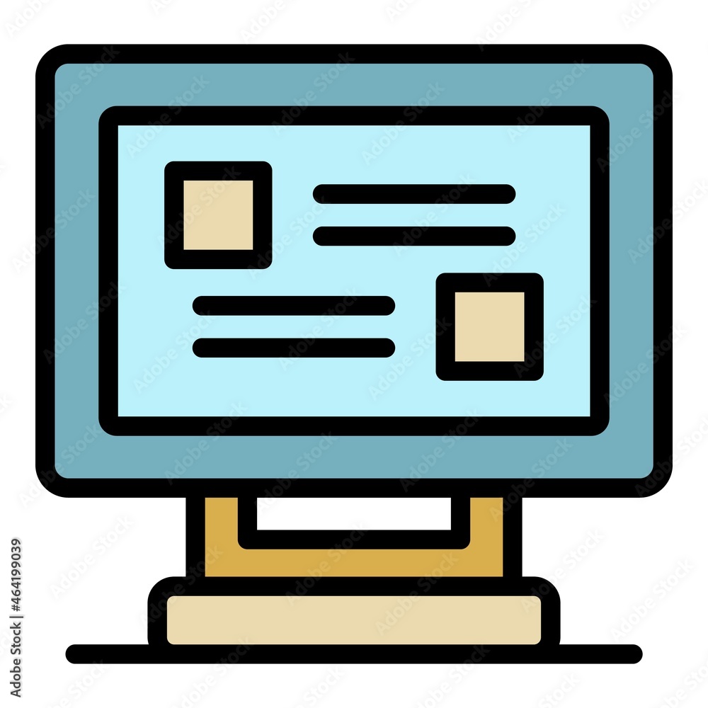 Quiz monitor icon. Outline quiz monitor vector icon color flat isolated Quiz monitor icon. Outline quiz monitor vector icon color flat isolated