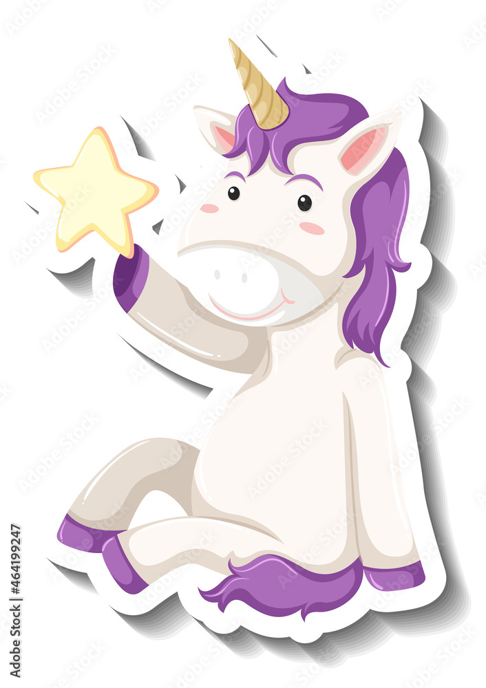 Cute unicorn sitting pose on white background Cute unicorn sitting pose on white background