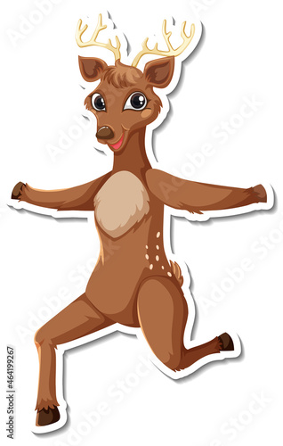 Deer dancing cartoon character sticker