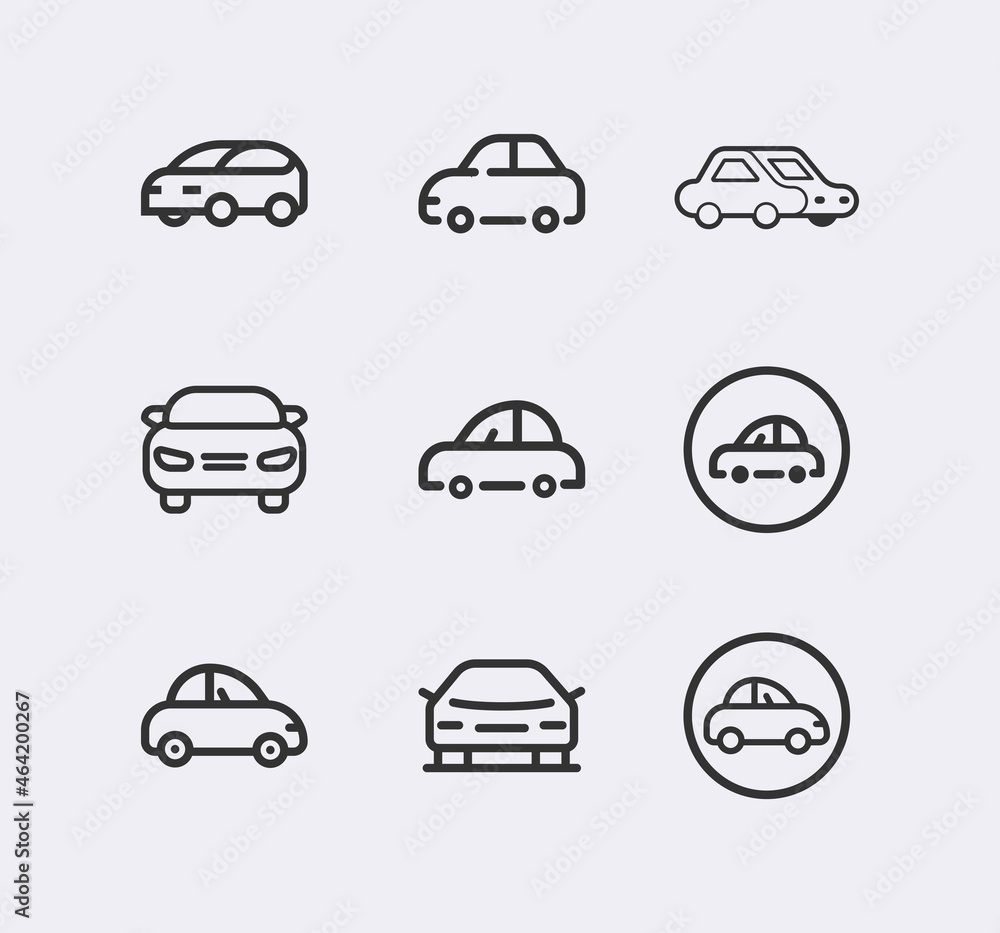 Car vector line icon set. Car vector line icon set.