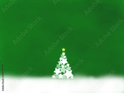 星が光るクリスマスツリー　緑（ヨコ）