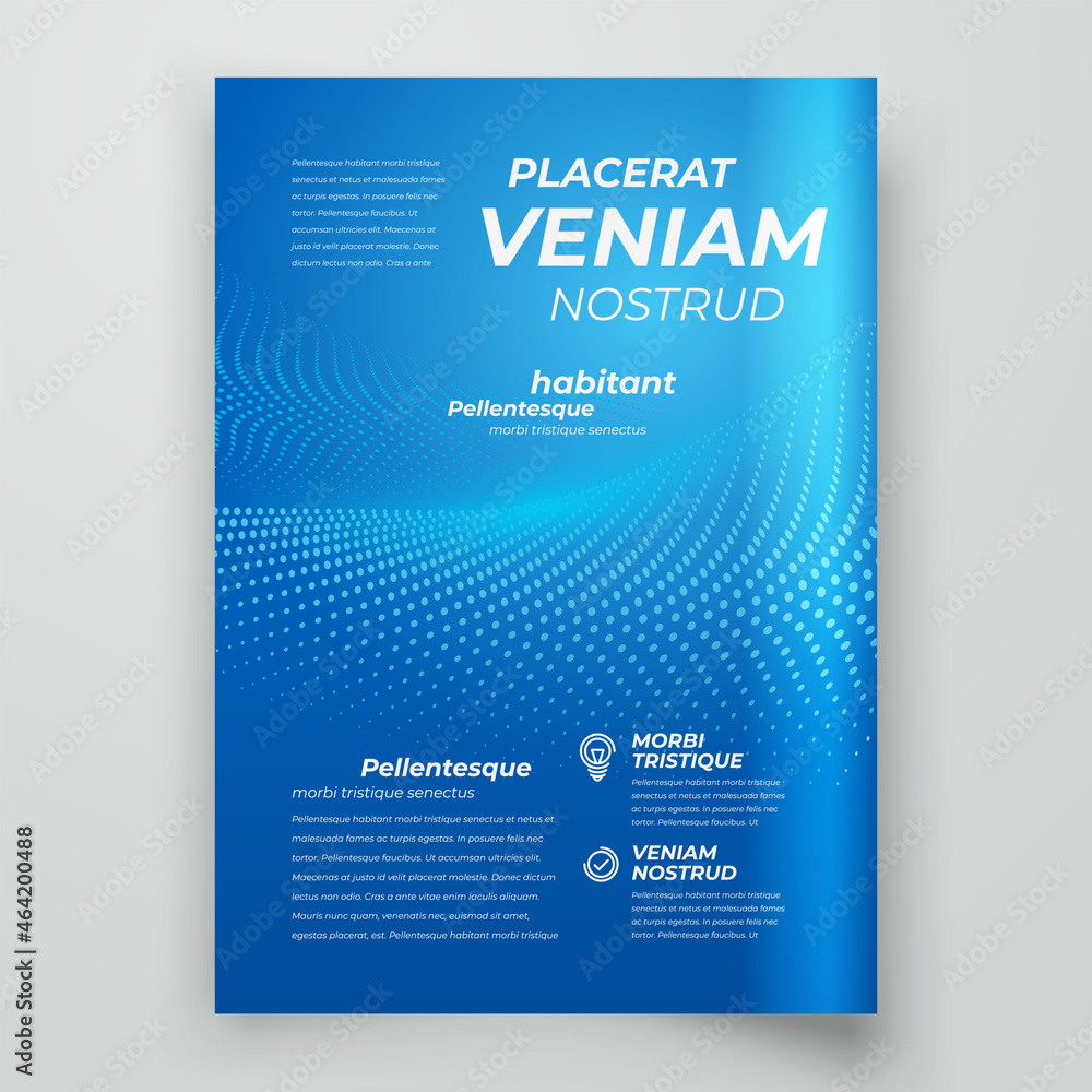 Flyer Cover design template particles theme blue color vector