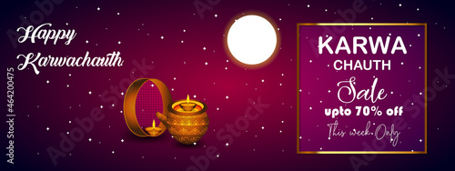 Karwachauth Festival Discount Offer Sale Banner Design, Indian Festival photo