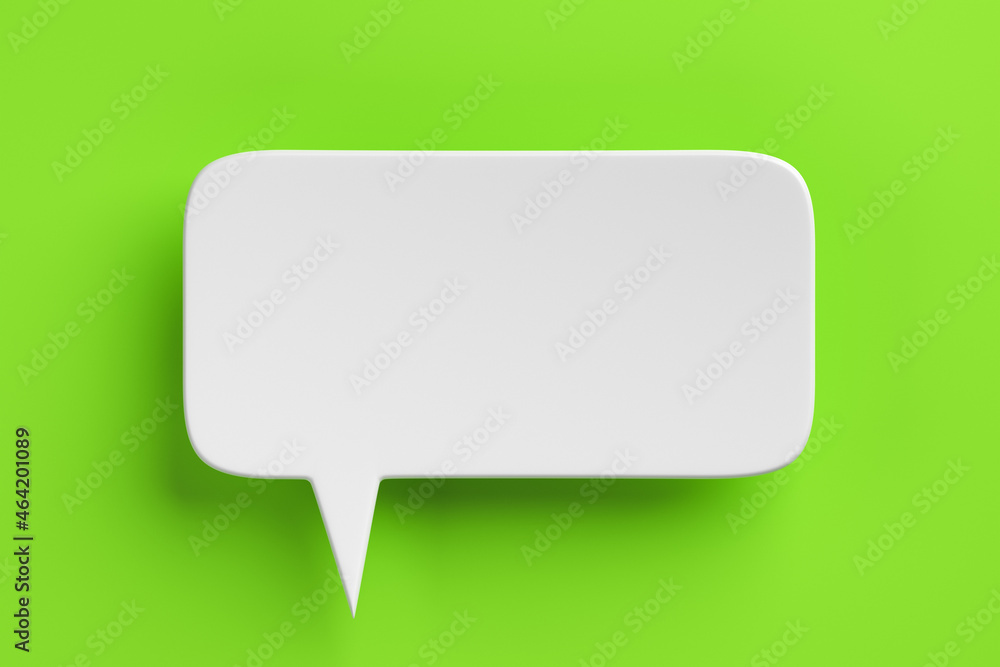 Empty white social media notification icon on a green background. 3D rendering Empty white social media notification icon on a green background. 3D rendering