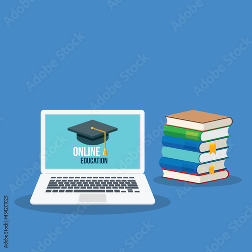 Online learning. Concept of webinar, business online training, education on computer or e-learning concept, video tutorial illustration.	