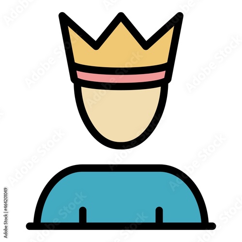 Man with crown icon. Outline man with crown vector icon color flat isolated
