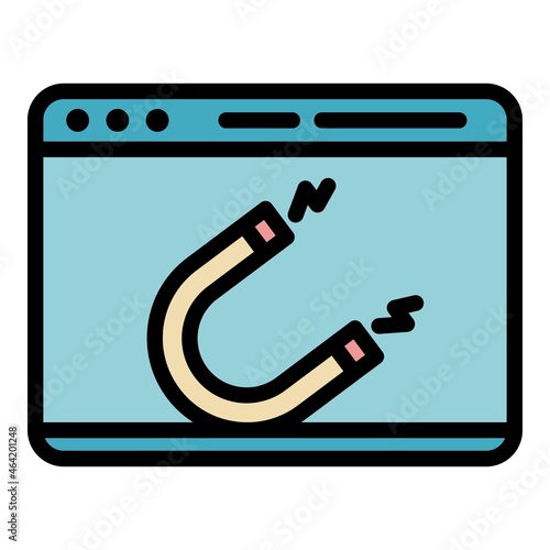 Magnet web page icon. Outline magnet web page vector icon color flat isolated