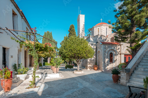 Heraklion Crete, Agarathos Monastery, the Eastern Orthodox monastery situated near the village of Episkopi (Episkopi is a cretan village) and it is one of the oldest in Crete. photo