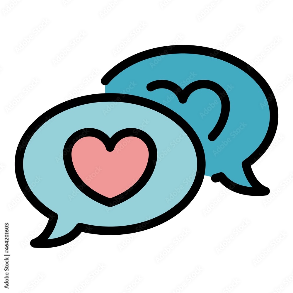 Love chat icon. Outline love chat vector icon color flat isolated Love chat icon. Outline love chat vector icon color flat isolated