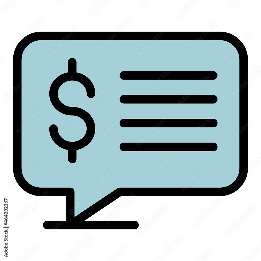 Dollar chat icon. Outline dollar chat vector icon color flat isolated Dollar chat icon. Outline dollar chat vector icon color flat isolated