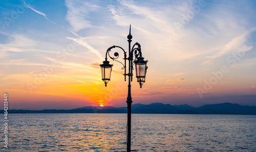 Sunset over Lake Garda in Lazise, Italy
