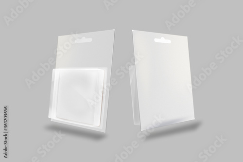Quadro em tela Empty blank blister packaging mock up isolated on grey background