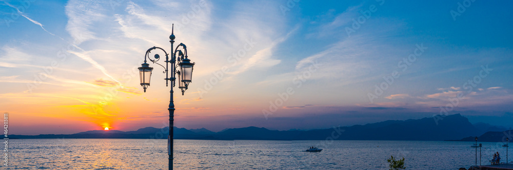 Sunset over Lake Garda in Lazise, Italy