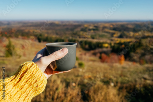 Season, autumn hot drinks and picnic concept.