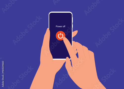 A Person Turning Off The Smartphone.
